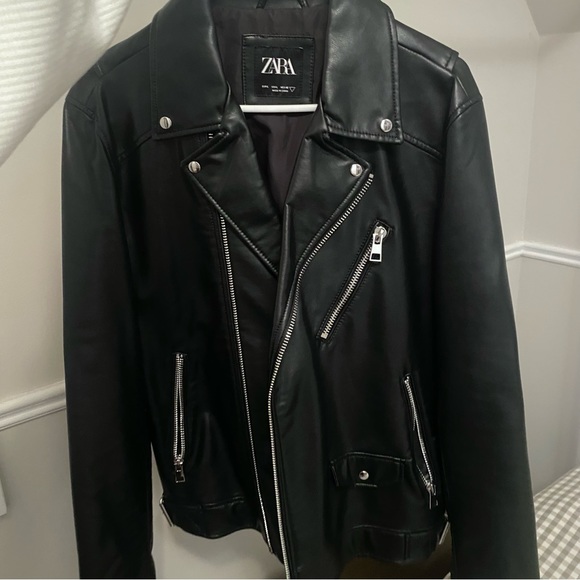 Zara faux leather jacket in black - Picture 2 of 4